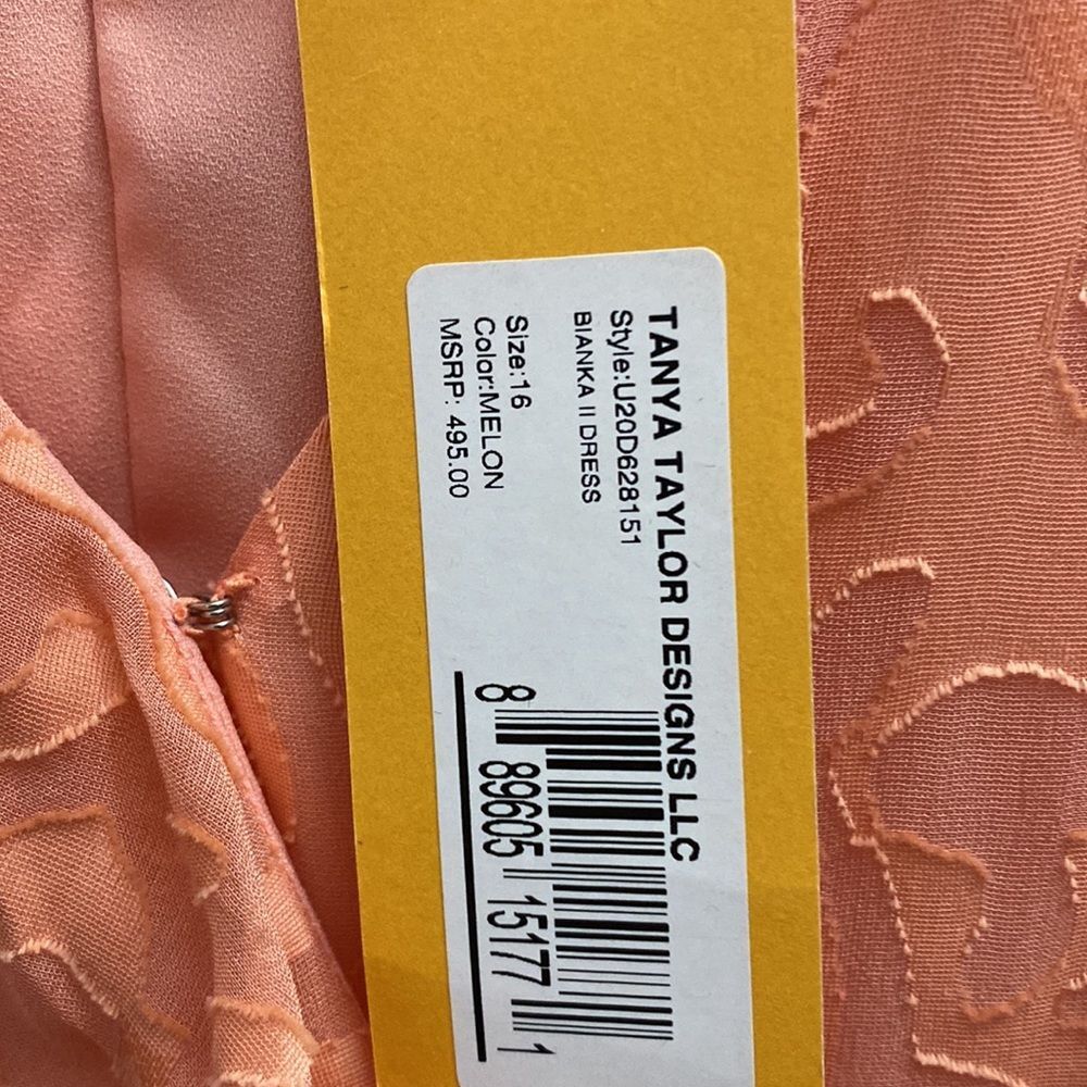 Tanya Taylor Bianka II wrap dress $495 silk blend Melon Size 16 - Picture 4 of 5